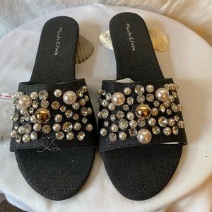 Manila Grace beaded flat sandals - slippers